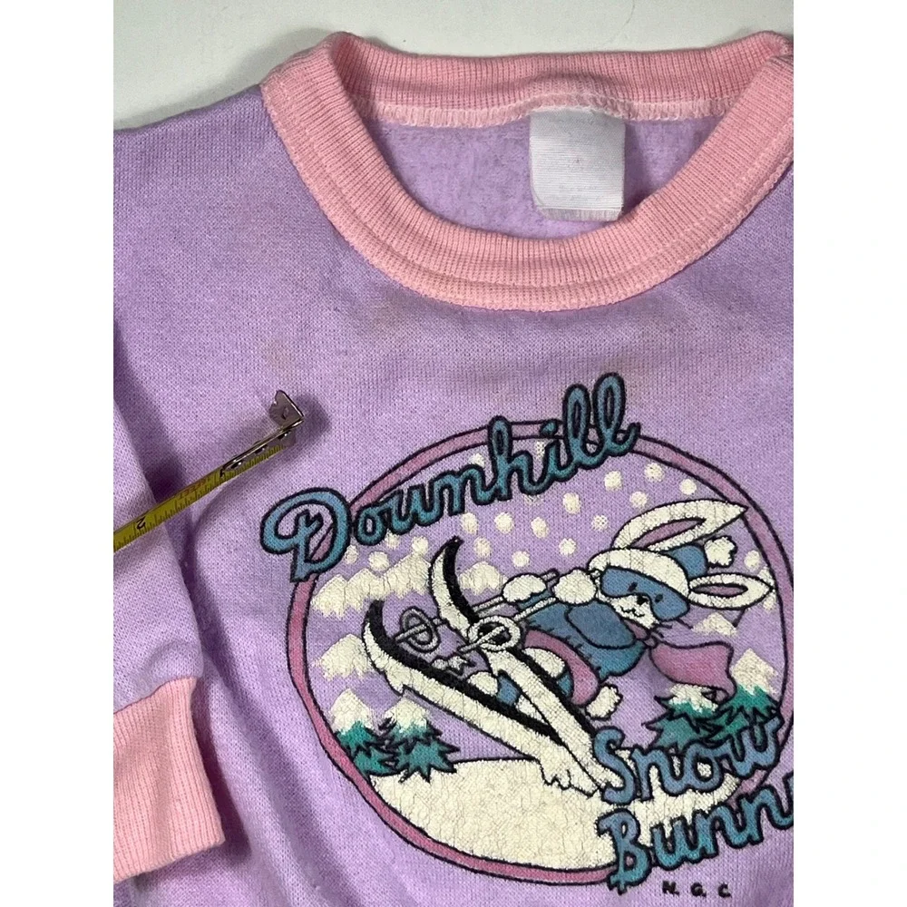 Vintage‎ Downhill Snow Bunny Fleece Sweatsuit Set Purple Pink 18 Months